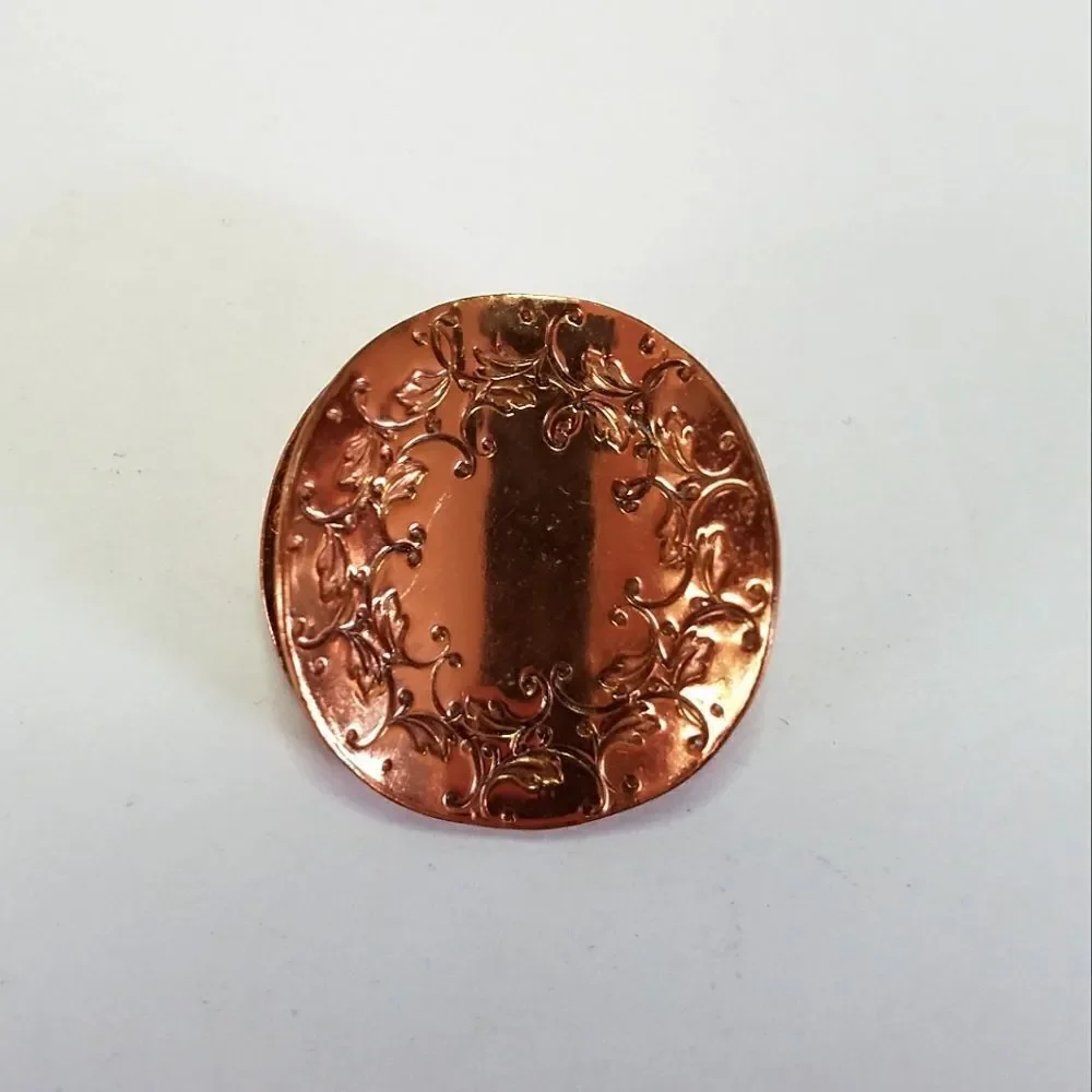 Vintage 1950's Gret Barkin Hand Wrought 3D Round Copper Pin Brooch New Hope PA